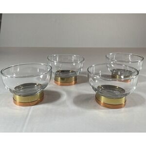 Vintage Buecler Cobra Dessert‎ Bowls with Copper & Brass Holders